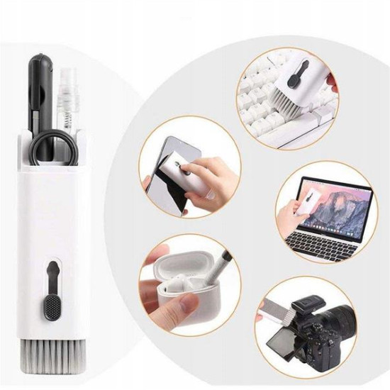 Multifunctional 7in1 cleaning set for headphones and keyboard - gray