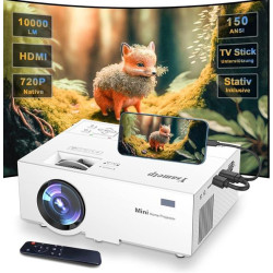 Ysametp Mini Projector , 10000 Lumens, , TV Stick, HDMI, VGA, USB, Smartphone