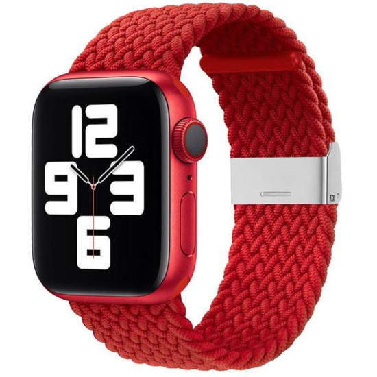 Strap Fabric Watch Band Ultra / 8/7/6 / SE / 5/4/3/2 (49mm / 45mm / 44mm / 42mm) Braided Fabric Strap Watch Bracelet Red Strap Fabric Watch Band Ultra / 8/7/6 / SE / 5/4/3/2 (49mm / 45mm / 44mm / 42mm) Braided Fabric Strap Watch Bracelet Red