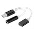 POWERTECH αντάπτορας USB-C σε USB-C & 3.5mm θηλυκό CAB-UC030, λευκός