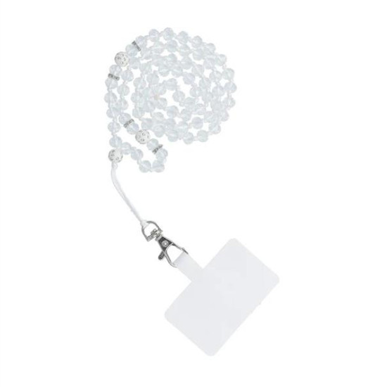 CRYSTAL DIAMOND pendant for the phone / cord length 74cm (37cm in the loop) / on neck - white