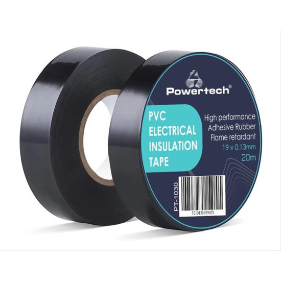POWERTECH μονωτική ταινία υψηλής αντοχής PT-1030, 19mm, 20m, μαύρη