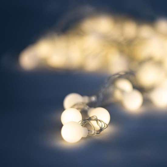 String Light Solar LED FROSTED BALLS SFB61 6,5m 30 balls warm white Forever Light RTV100182