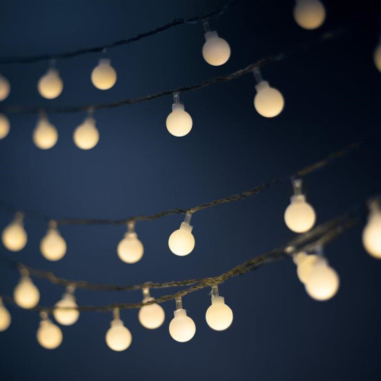 String Light Solar LED FROSTED BALLS SFB61 6,5m 30 balls warm white Forever Light RTV100182