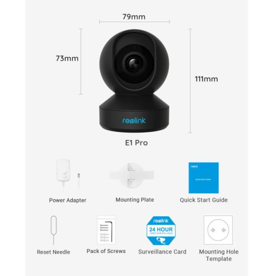 IP Camera Wi-Fi Reolink E1 Pro Black 2K V2 IP Camera Wi-Fi Reolink E1 Pro Black 2K V2