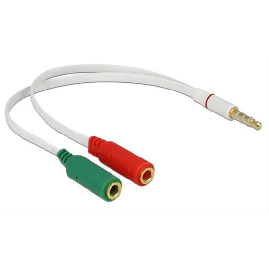 POWERTECH αντάπτορας 3.5mm 4pin σε 2x 3.5mm θηλυκά CAB-J050, 0.2m, λευκό
