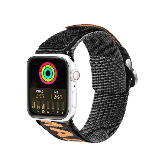 Dux Ducis Strap (Outdoor Version) strap for Apple Watch Ultra, SE, 8, 7, 6, 5, 4, 3, 2, 1 (49, 45, 44, 42 mm) nylon band bracelet black and orange