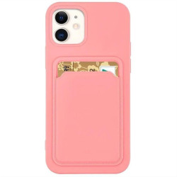 Card Case Silicone Wallet with Card Slot Documents for iPhone 13 Pro pink