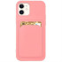 Card Case Silicone Wallet with Card Slot Documents for iPhone 13 Pro pink