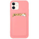 Card Case Silicone Wallet with Card Slot Documents for iPhone 13 Pro pink