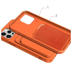 Card Case Silicone Wallet with Card Slot Documents for iPhone 13 Pro pink