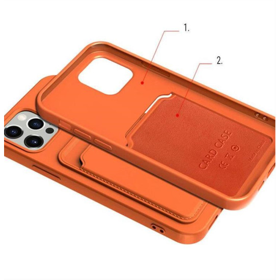 Card Case Silicone Wallet with Card Slot Documents for iPhone 13 Pro pink