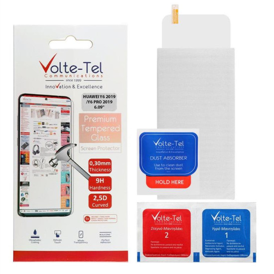 VOLTE-TEL TEMPERED GLASS HUAWEI Y6 2019/Y6 PRO 2019 6.09" 9H 0.30mm 2.5D FULL GLUE