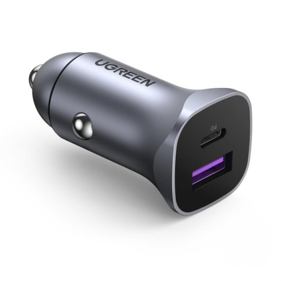 Car Charger UGREEN CD130 30W PD+USB QC3.0 Silver 40858 Car Charger UGREEN CD130 30W PD+USB QC3.0 Silver 40858