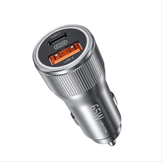 Car Charger WK 65W PD+USB QC3.0 Silver WP-C31