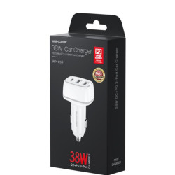 Car Charger WK 38W PD+Dual USB QC3.0+3.0A White WP-C34 Car Charger WK 38W PD+Dual USB QC3.0+3.0A White WP-C34