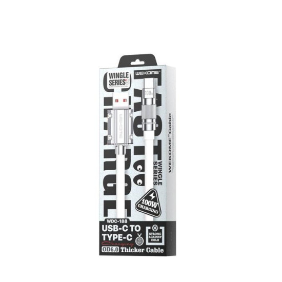 Charging Cable WK TYPE-C White 1m WDC-186 6A