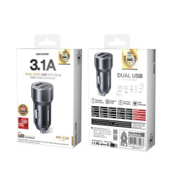 Car Charger WK 15W Dual USB 3.1A Toury Black WP-C36