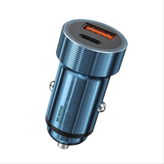 Car Charger WK 18W PD+USB QC3.0 Blue WP-C28