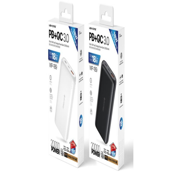 Power Bank WK 20000mAh GIFON PD18W+QC3.0 Black WP-189