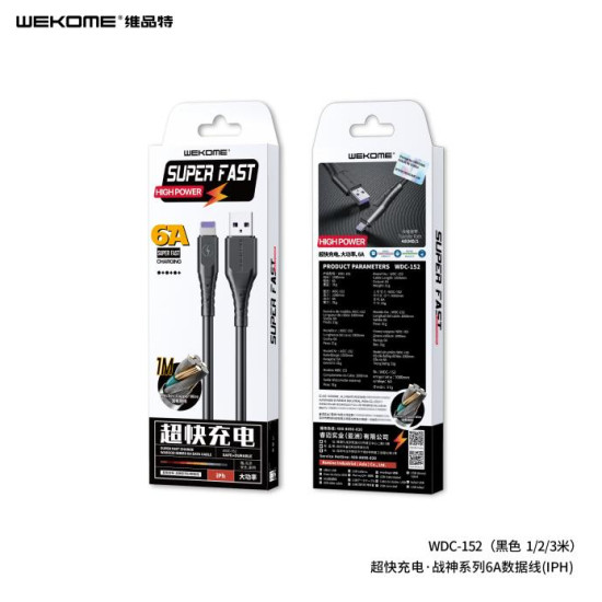 Charging Cable WK i6 Wargod Black 1m WDC-152 6A