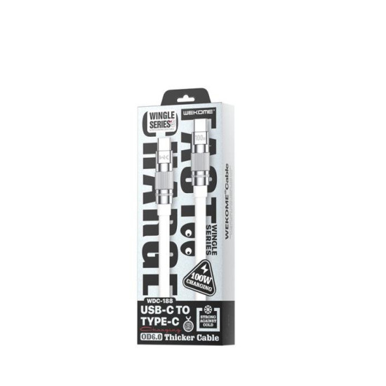 Charging Cable WK 100W TYPE-C/TYPE-C White 1m WDC-188 6A