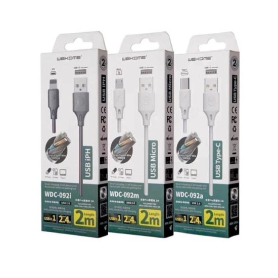 Charging Cable WK Micro White 2m Full Speed Pro WDC-092 2.4A