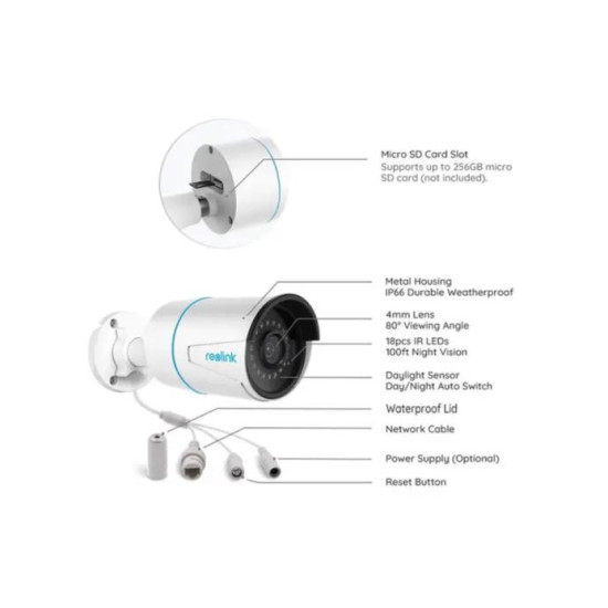 IP Camera POE Reolink RLC-510A 2K IP Camera POE Reolink RLC-510A 2K