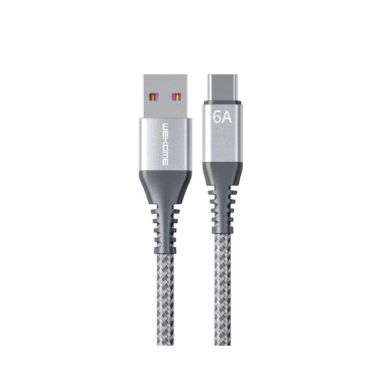 Charging Cable WK TYPE-C Raython Silver 1m WDC-169 6A