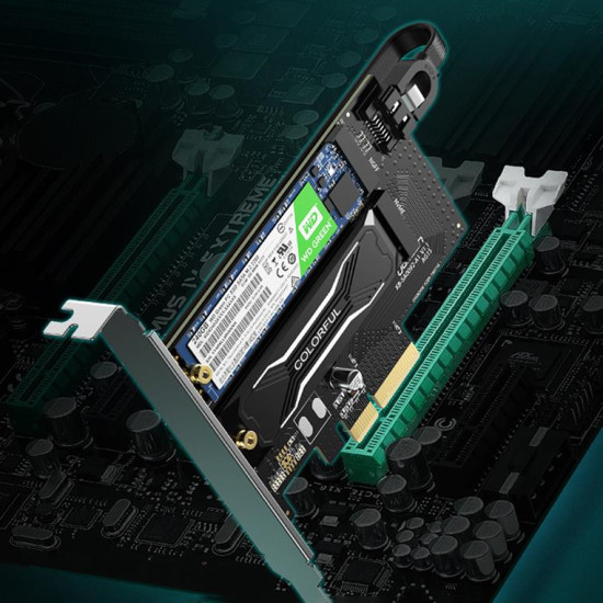 Ugreen expansion card adapter PCIe 3.0 x4 to SSD M.2 M-Key / M.2 B-Key black (CM302)