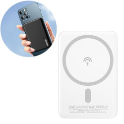 Dudao wireless powerbank MagSafe 10W (5W Magsafe) 5000mAh + metal adapter ring for magnetic charging white (K14S) Dudao wireless powerbank MagSafe 10W (5W Magsafe) 5000mAh + metal adapter ring for magnetic charging white (K14S)