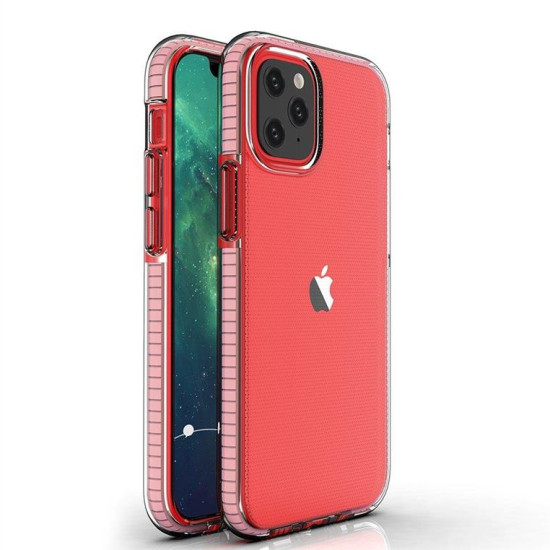 Spring Case clear TPU gel protective cover with colorful frame for iPhone 12 Pro / iPhone 12 light pink Spring Case clear TPU gel protective cover with colorful frame for iPhone 12 Pro / iPhone 12 light pink