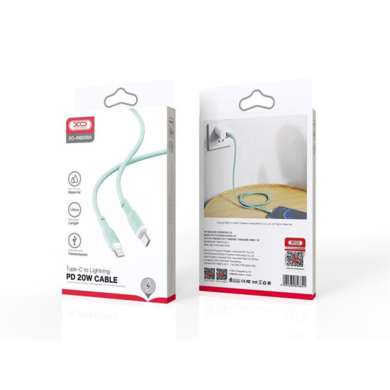 XO cable NB208A PD USB-C - Lightning 1,0m 20W green