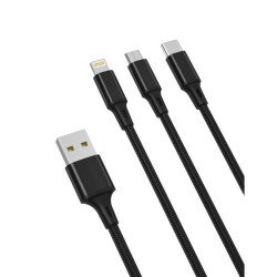 XO cable NB173 3in1 USB - Lightning + USB-C + microUSB 1,2 m 2,4A black GSM106762