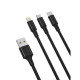 XO cable NB173 3in1 USB - Lightning + USB-C + microUSB 1,2 m 2,4A black GSM106762