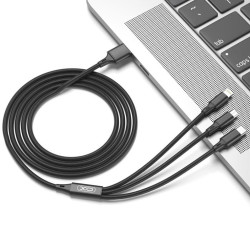 XO cable NB173 3in1 USB - Lightning + USB-C + microUSB 1,2 m 2,4A black GSM106762 XO cable NB173 3in1 USB - Lightning + USB-C + microUSB 1,2 m 2,4A black GSM106762