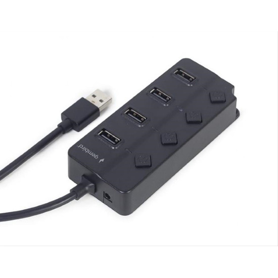 GEMBIRD USB 2.0 4-PORT HUB WITH SWITCHES BLACK UHB-U2P4P-01 GEMBIRD USB 2.0 4-PORT HUB WITH SWITCHES BLACK UHB-U2P4P-01