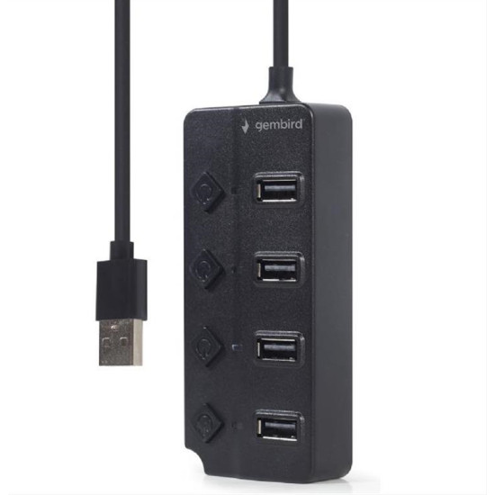 GEMBIRD USB 2.0 4-PORT HUB WITH SWITCHES BLACK UHB-U2P4P-01 GEMBIRD USB 2.0 4-PORT HUB WITH SWITCHES BLACK UHB-U2P4P-01
