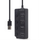 GEMBIRD USB 2.0 4-PORT HUB WITH SWITCHES BLACK UHB-U2P4P-01 GEMBIRD USB 2.0 4-PORT HUB WITH SWITCHES BLACK UHB-U2P4P-01