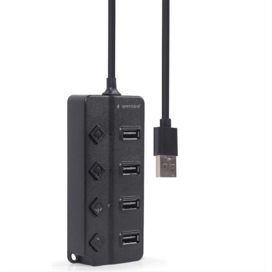 GEMBIRD USB 2.0 4-PORT HUB WITH SWITCHES BLACK UHB-U2P4P-01 GEMBIRD USB 2.0 4-PORT HUB WITH SWITCHES BLACK UHB-U2P4P-01
