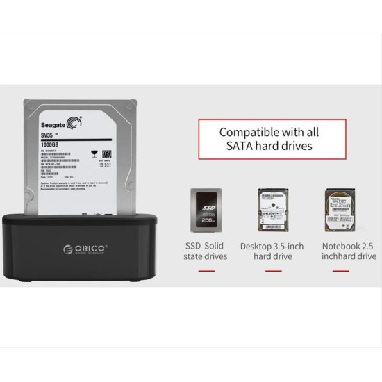 ORICO docking station 6218US3, 2.5/3.5" HDD/SSD, 5Gbps, μαύρο ORICO docking station 6218US3, 2.5/3.5" HDD/SSD, 5Gbps, μαύρο
