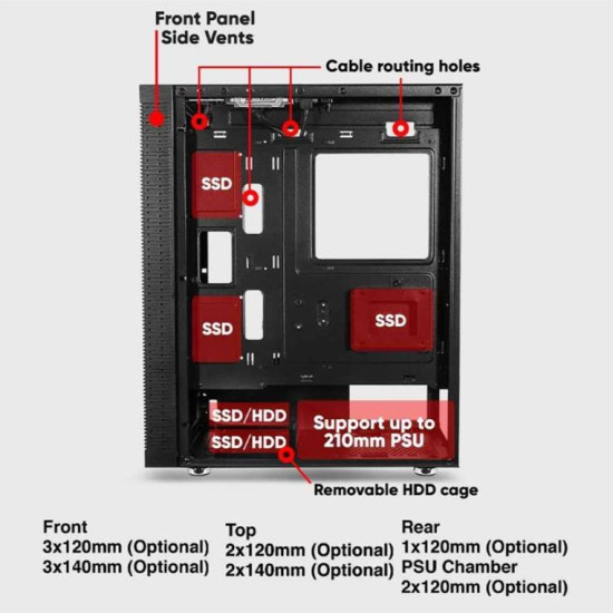 ARMAGGEDDON GAMING PC CASE TESSARAXX APEX 8 AIR E-ATX MESH DESIGN FRONT PANEL BLACK APEX8AIRB ARMAGGEDDON GAMING PC CASE TESSARAXX APEX 8 AIR E-ATX MESH DESIGN FRONT PANEL BLACK APEX8AIRB