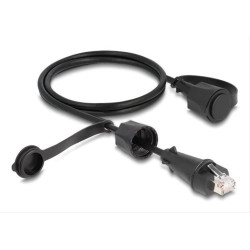 DELOCK καλώδιο RJ45 STP Cat.6 80166 με καπάκι, 26AWG, IP68, 1m, μαύρο DELOCK καλώδιο RJ45 STP Cat.6 80166 με καπάκι, 26AWG, IP68, 1m, μαύρο