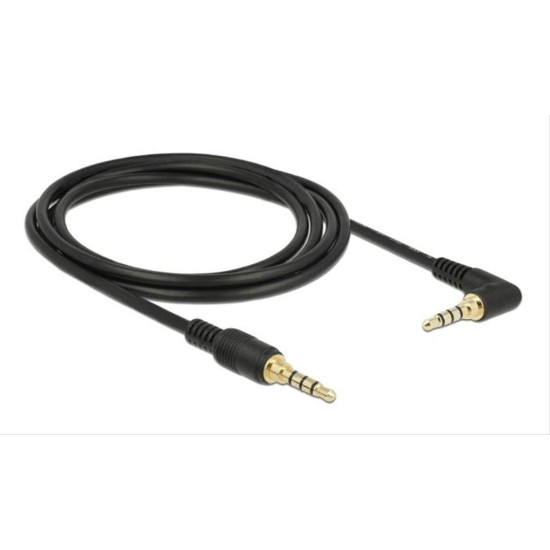 DELOCK καλώδιο 3.5mm 85613, γωνιακό, 24AWG, gold plated, 2m, μαύρο
