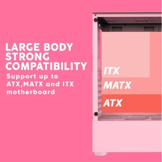 ARMAGGEDDON RUBY B-V ATX GAMING PC CASE  PINK RUBY-BV
