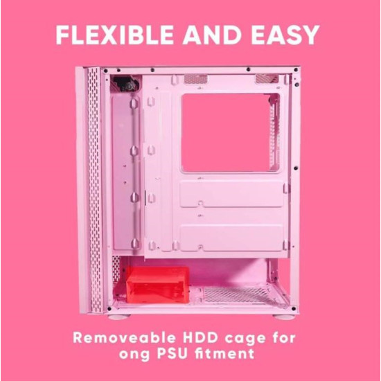 ARMAGGEDDON RUBY B-V ATX GAMING PC CASE  PINK RUBY-BV