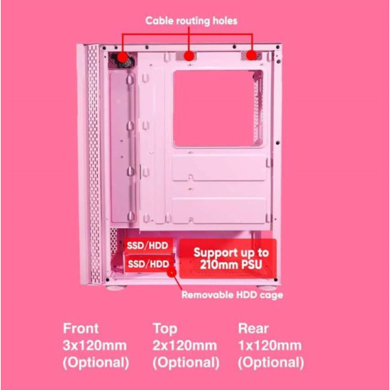 ARMAGGEDDON RUBY B-V ATX GAMING PC CASE  PINK RUBY-BV