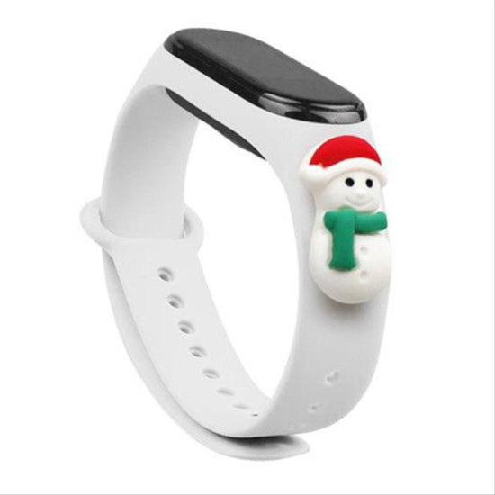 Strap Xmas Wristband for Xiaomi Mi Band 6 / Mi Band 5 Christmas Silicone Strap Bracelet White