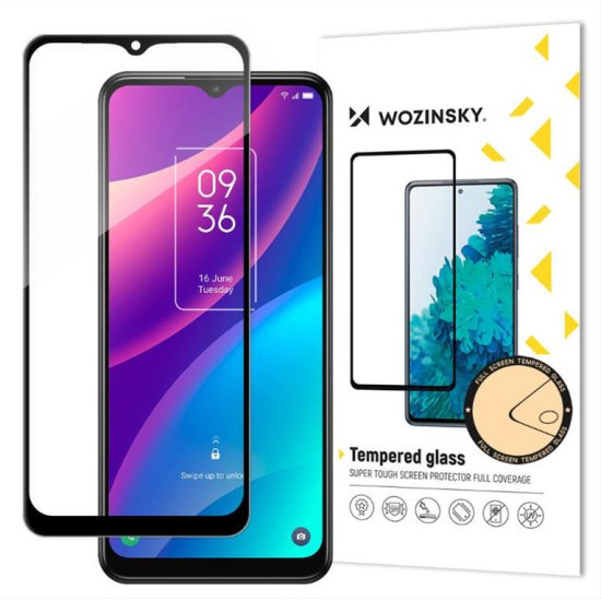Wozinsky super durable Full Glue tempered glass full screen with frame Case Friendly TCL 30 SE black