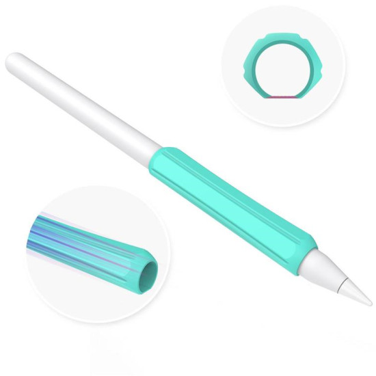 Stoyobe Silicone Holder Set for Apple Pencil 1 / 2 Huawei M-Pencil Turquoise+Light Green+White (3 Pack)